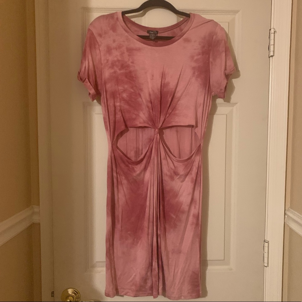 Pink Cutout Tie Dye Dress